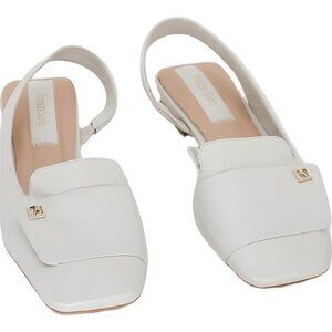 Franco Sarto Teagan Square Toe Slingback Flats Cream Leather US 5.5M EU 35.5